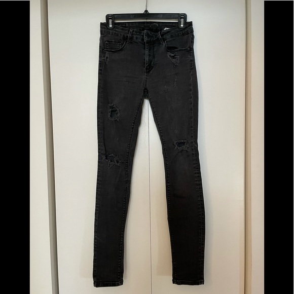 Zara Denim - Zara Gray Distressed Skinny Jeans